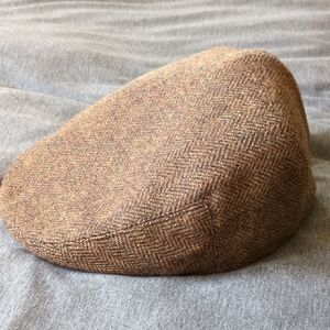 Brown Herringbone Flat Cap